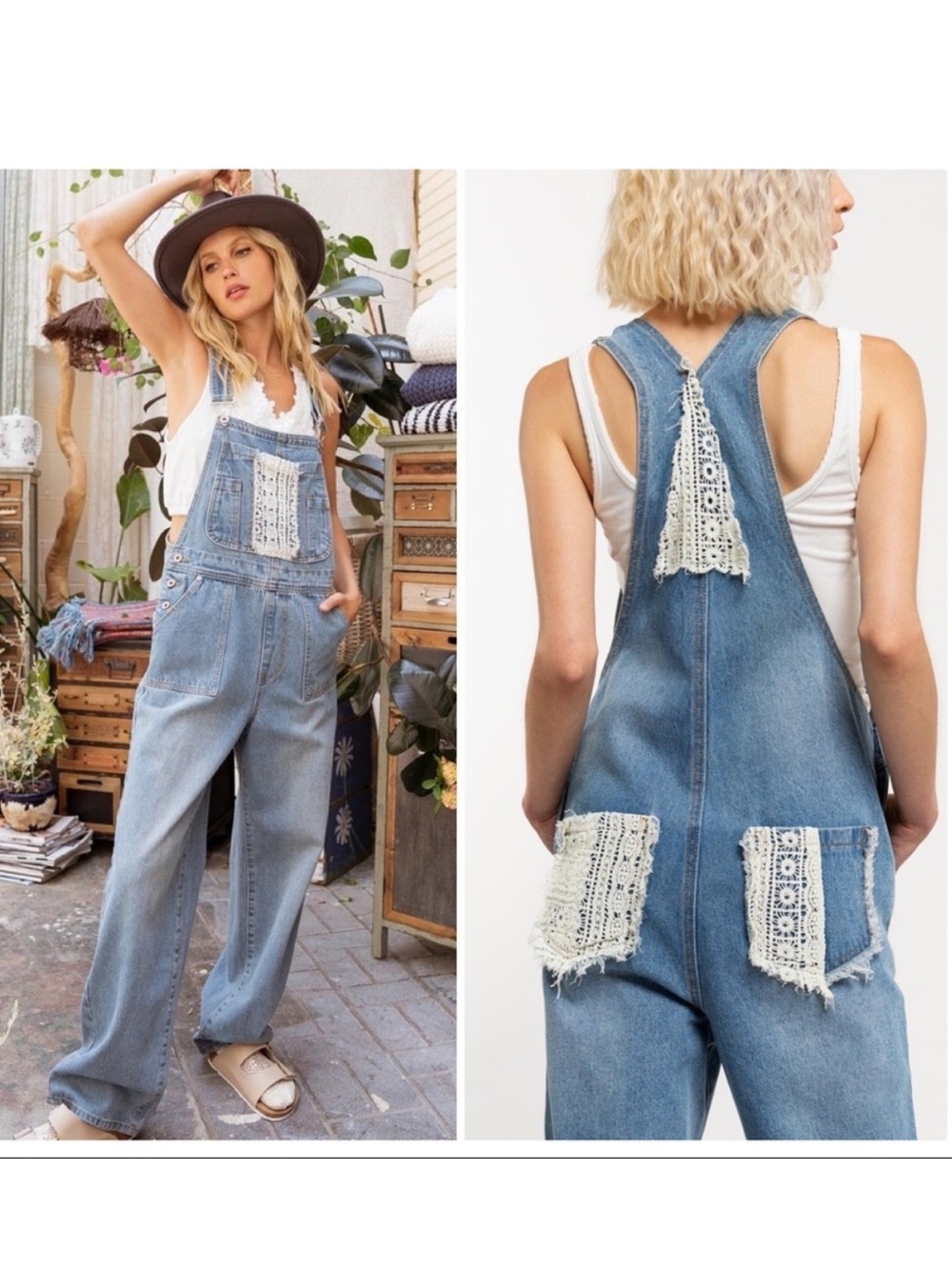 POL Fun Feel Denim Boho Overalls